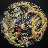 Handmade silk embroidery dragon painting art deco