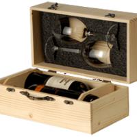 Large picture Wooden Box For Two Bottles And Two Glasses