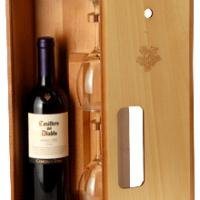 Large picture Wooden Box For One Bottle And Two Glasses
