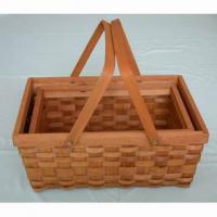 Large picture wooden handle basket