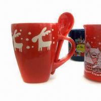 Large picture Ceramic christmas mug with spoon