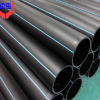 Large picture black hdpe pipe with blue strips for water supply