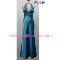 Large picture Long Beading Pleated Satin Evening Dresses
