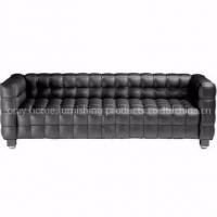 Joseph Hoffmann Kubus Sofa with Leather and Solid Wood  Frame