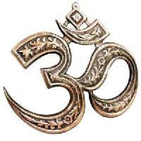 Om Symbol Carved Brass Wall Hanging
