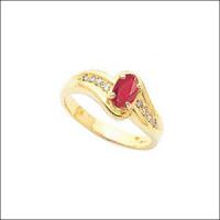 India Ring With Ruby And Cubic Zircon