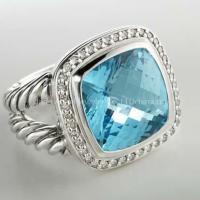 David Yurman inspired jewelry,Blue Topaz Albion Split-Shank Ring