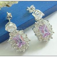 925 silver inlaid purple spar earrings